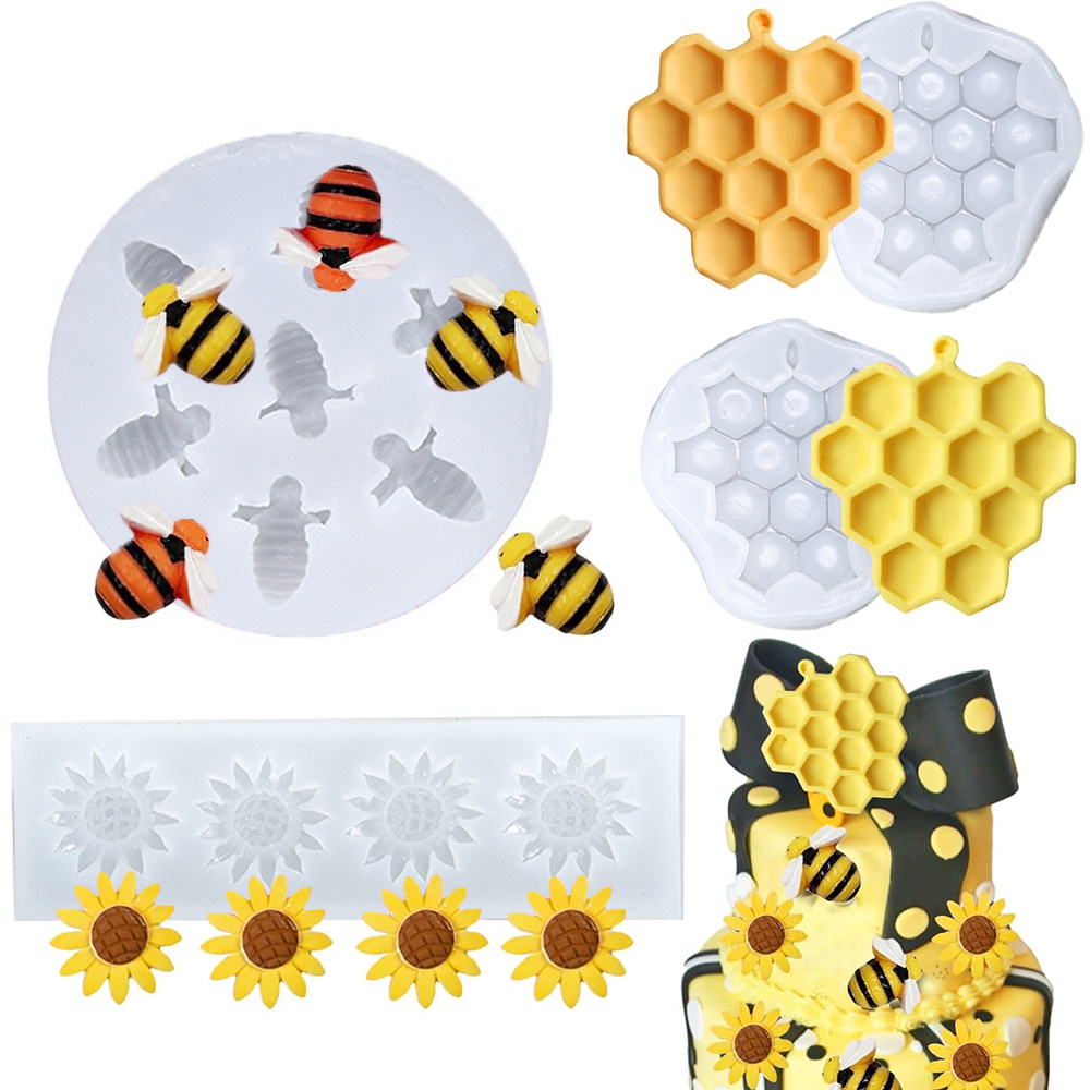 Soap Making Art - 4pcs Honeybee Honeycomb Bee Silicone Molds