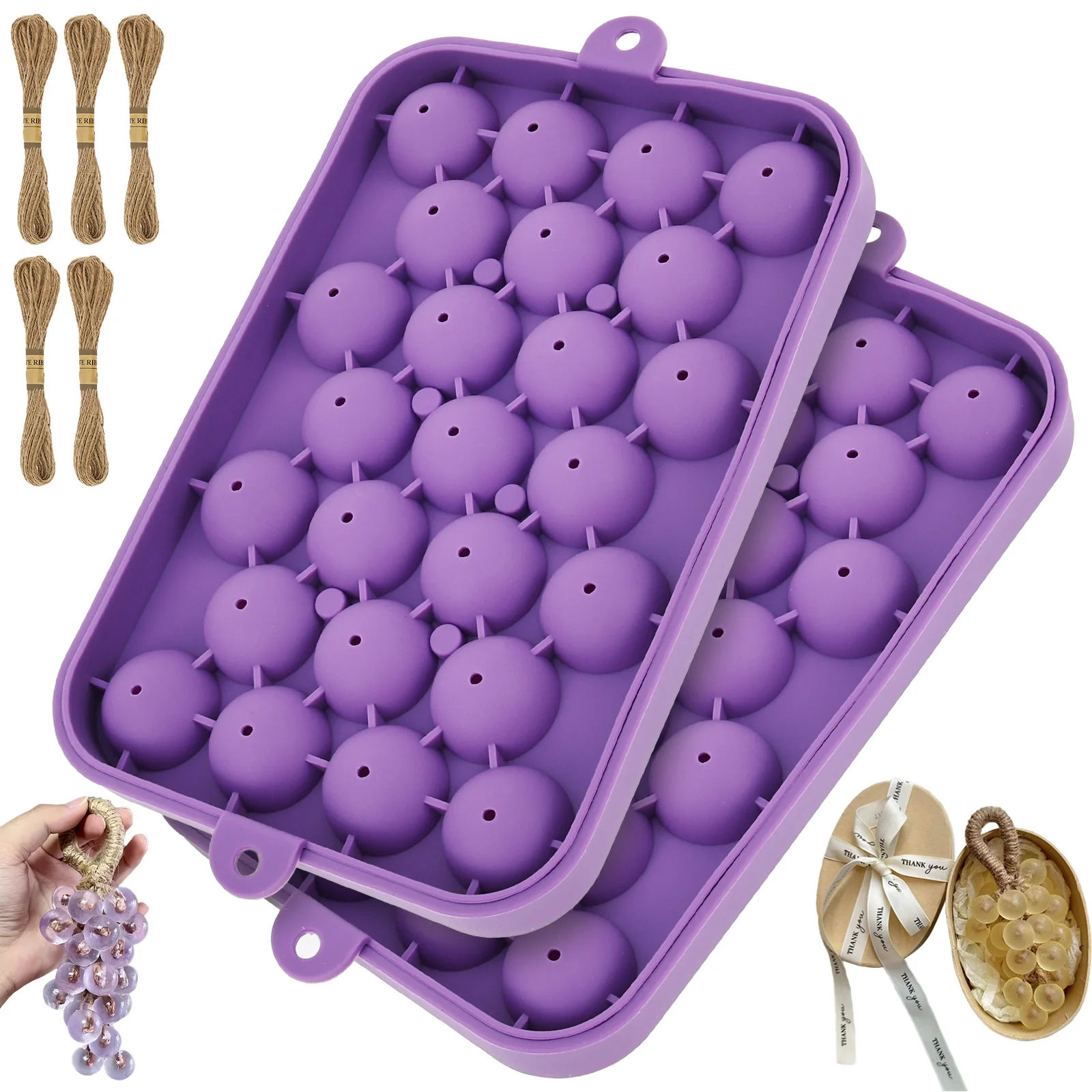 Soap Making Easy - 2 Pcs Grape Ball Handmade Soap