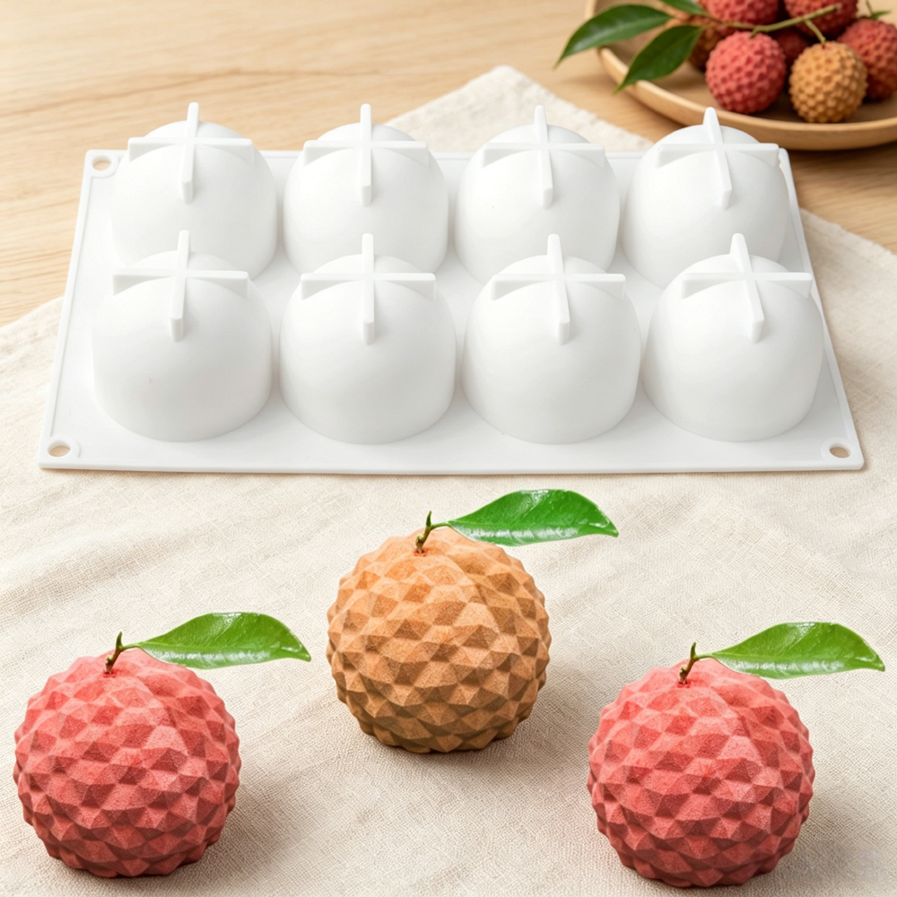 Soap Making Party - 8‑Cavity Lychee Silicone Mold Chocolate Pudding