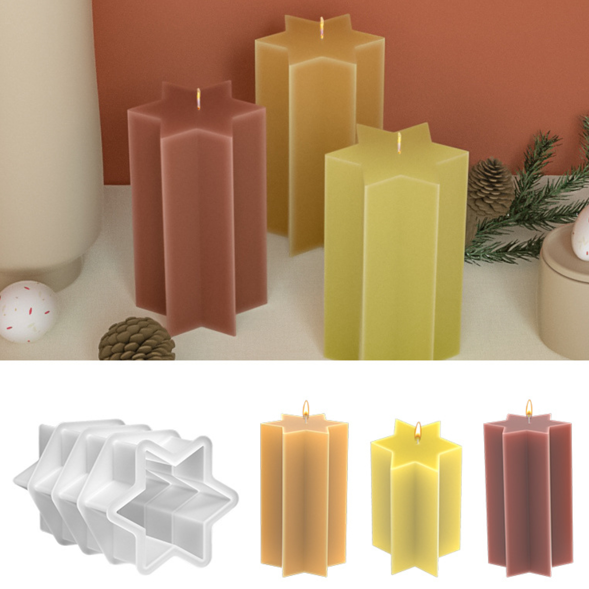 Soap Making Art - 3D Hexagonal Column Silicone Candle Mould