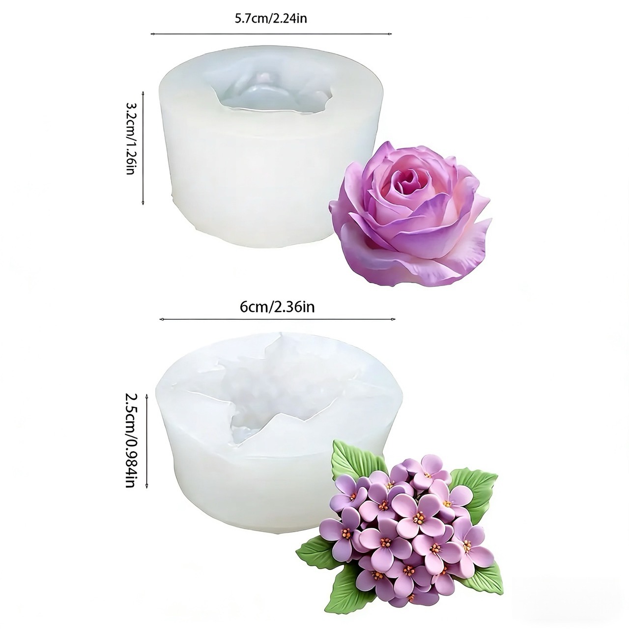 2-Piece 3D Rose and Lilac Sili - Soap Making Art recensione e prezzo